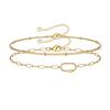 Turtle Pearl 14K Gold-Plated Stainless Steel Double Layer Chain Bracelet