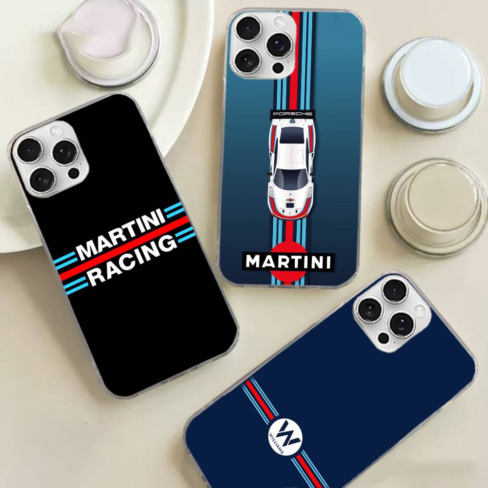 M-Martini Racing Horizontale Streifen Handyhülle Für IPhone 17 16 15 14 13 12 11 Plus Pro Max Satin Bunt Glänzende Hülle