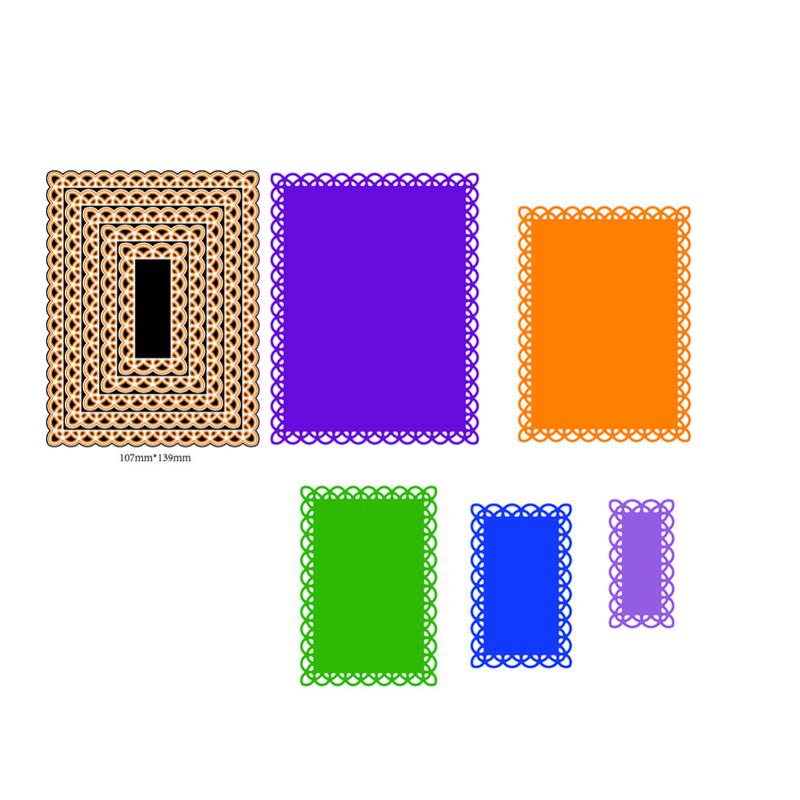 Nested Stitched Scallop Rectangle Frame Metal Cutting Dies  Craft Paper Card Making Scrapbooking