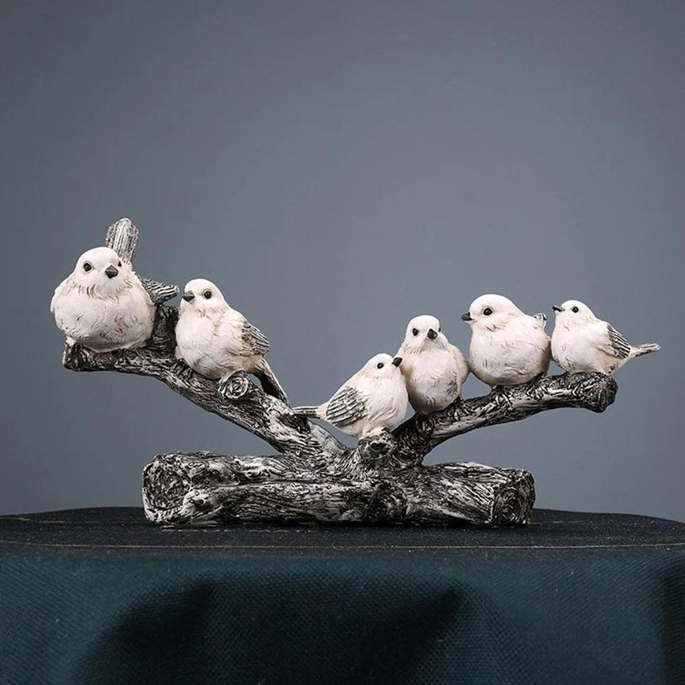 Creative Simulated Bird Figurine Standing on The Branch Home Living Room Desktop Craft Decoration Housewarming Gifts for Friends