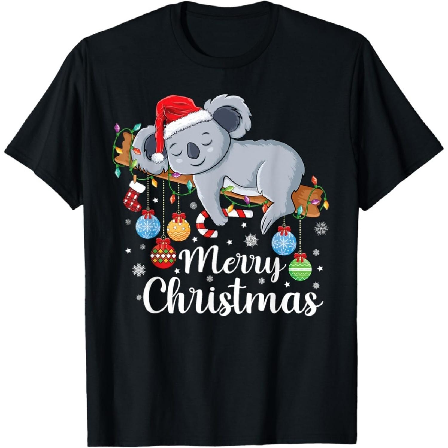 

Koala-la-la Cute Koala Bear santa hat funny Christmas koala T-Shirt XXXXXL чорний