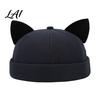 Brimless Cat Ear Hat Hat Cute Docker Cap Adjustable Skullcap Stylish Lightweight Fashion for Women Sailor Cap Men Street Casual Wear Trendy Unisex