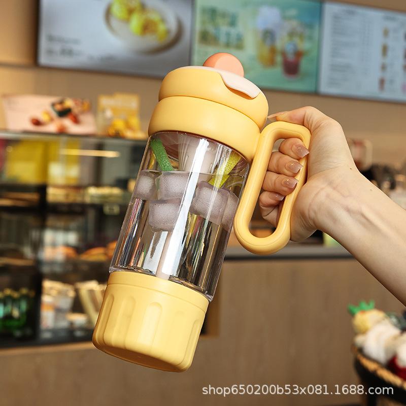 Water bottle high value Bingba cup large capacity high temperature resistant tea separation straw water cup outdoor portable plastic cup kettle