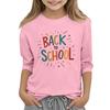 Unisex Casual Back To School Printed Crew Neck Three Quarter Sleeve T-Shirt Comfortable Fit Lightweight Fabric Suitable for Everyday Wear