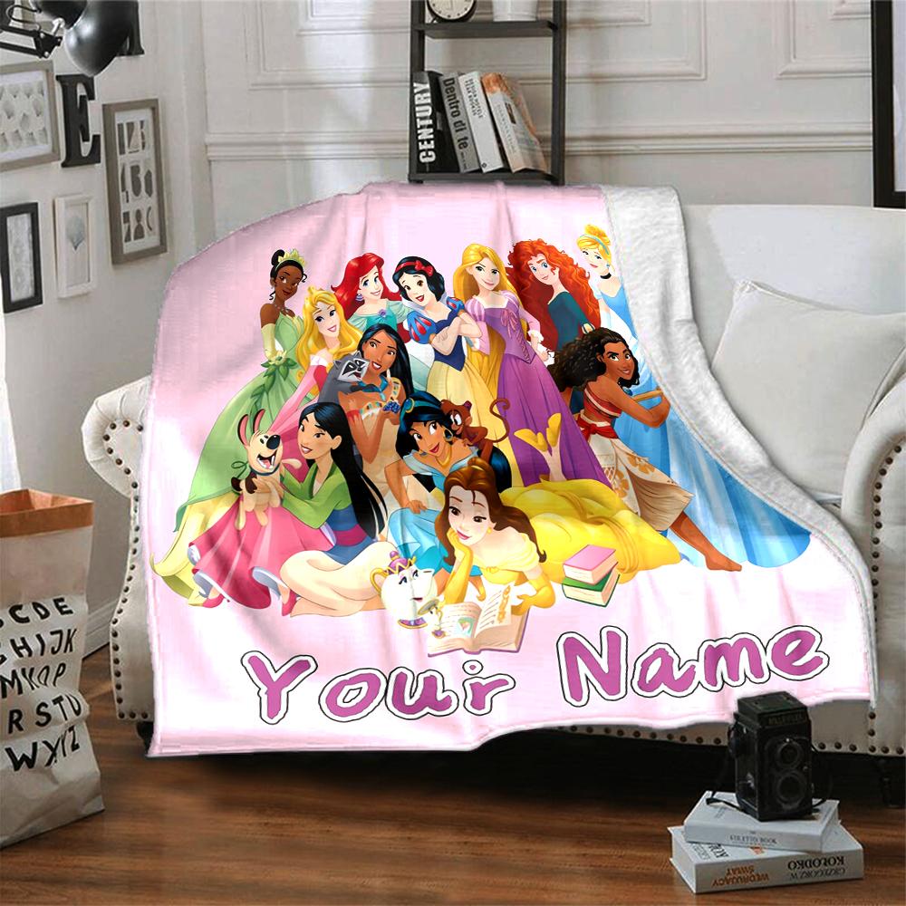 Custom Name Princesses Together blanket for Couch & Bed, Plush Cozy Fuzzy Blanket Super Soft & Warm Blankets for Fall and Winter. 0908120
