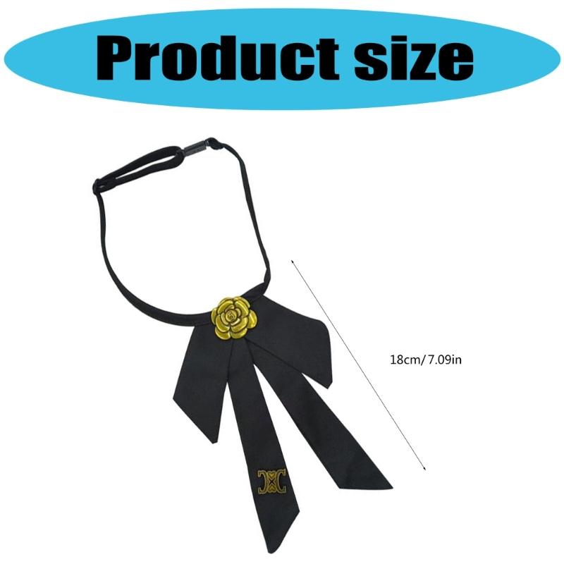 Metallic Rose Flower Bowtie Neck Accessory For Formal Casual Occasion Adjustable Design Easy To Wear Neck Tie for Women
