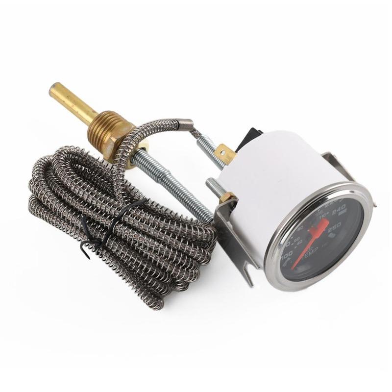 2 Tommer 52mm Krom Viser Mekanisk Vandtemperaturmåler 40-120℃/100-250℉ med Sensor NPT 1/2 til 12V Køretøjer