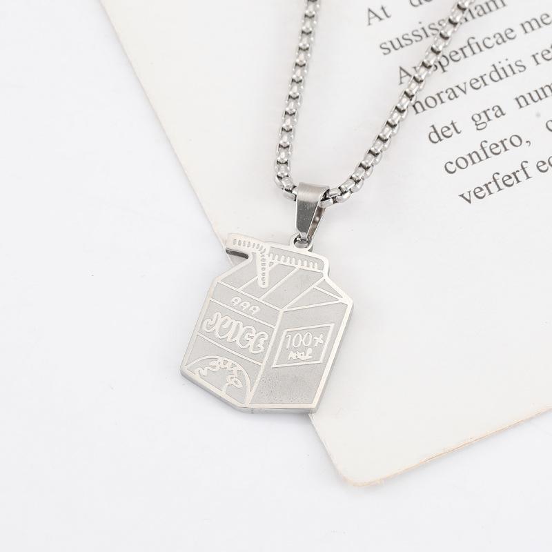 European and American Jewelry Milk Bottle Pendant Titanium Steel Jewelry Necklace