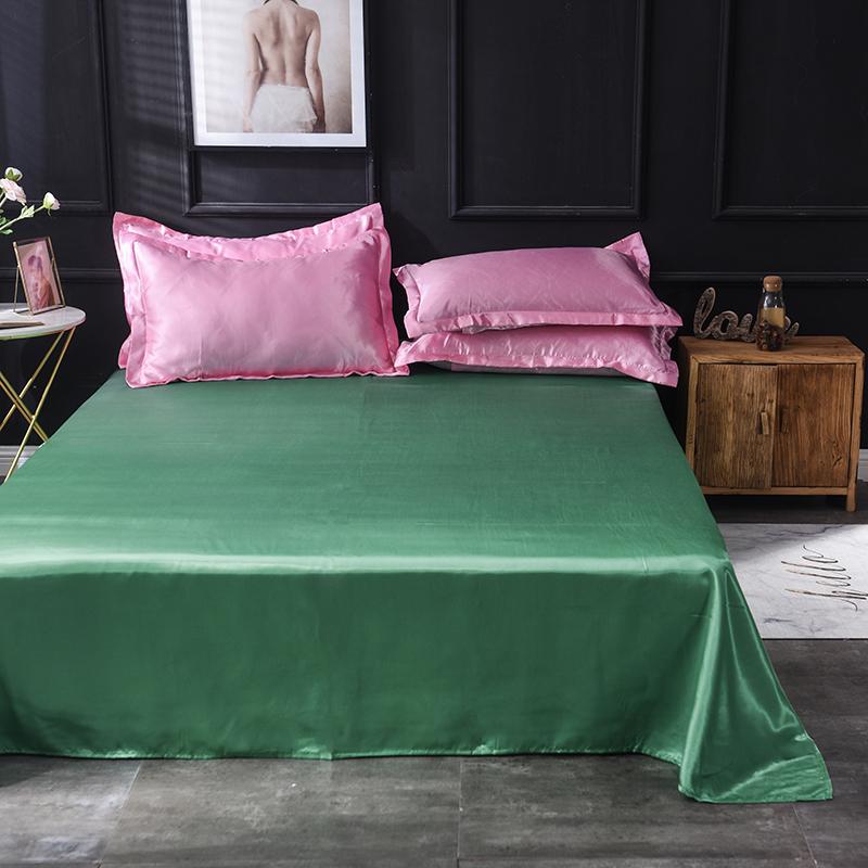 1pc Flat Bed Sheet Silky Bedsheets Solid Color Bed Linen Smooth Flat Sheets Sabanas Para Cama Home Textile Bed Sheets