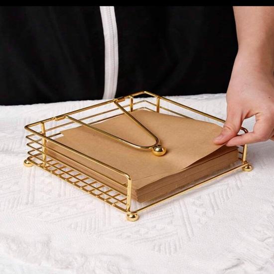 

Napkin Holder for Dining Table Square Shaped with Weighted Arm Modern Tissue Paper Holder for Kitchen, Restaurant