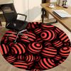 1pc Red Black Striped Balls Carpet, Round Non Slip Durable Large Size Office Carpet, Suitable for Office