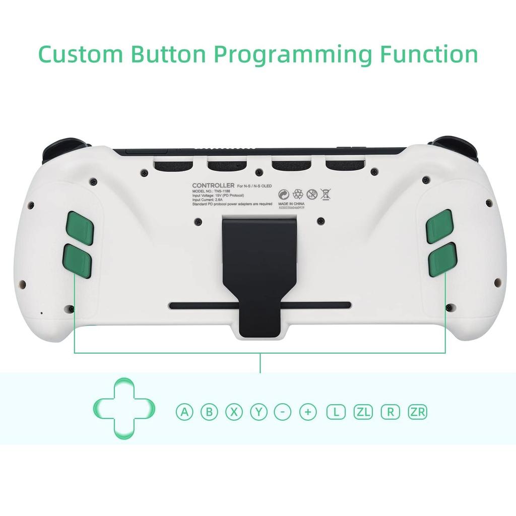 Nintendo Switch OLED Ergonomic Controller Grip with Gravity Induction of Six-Axis Gyroscope, Double Motor Vibration, Kickstand and Game Card Slot