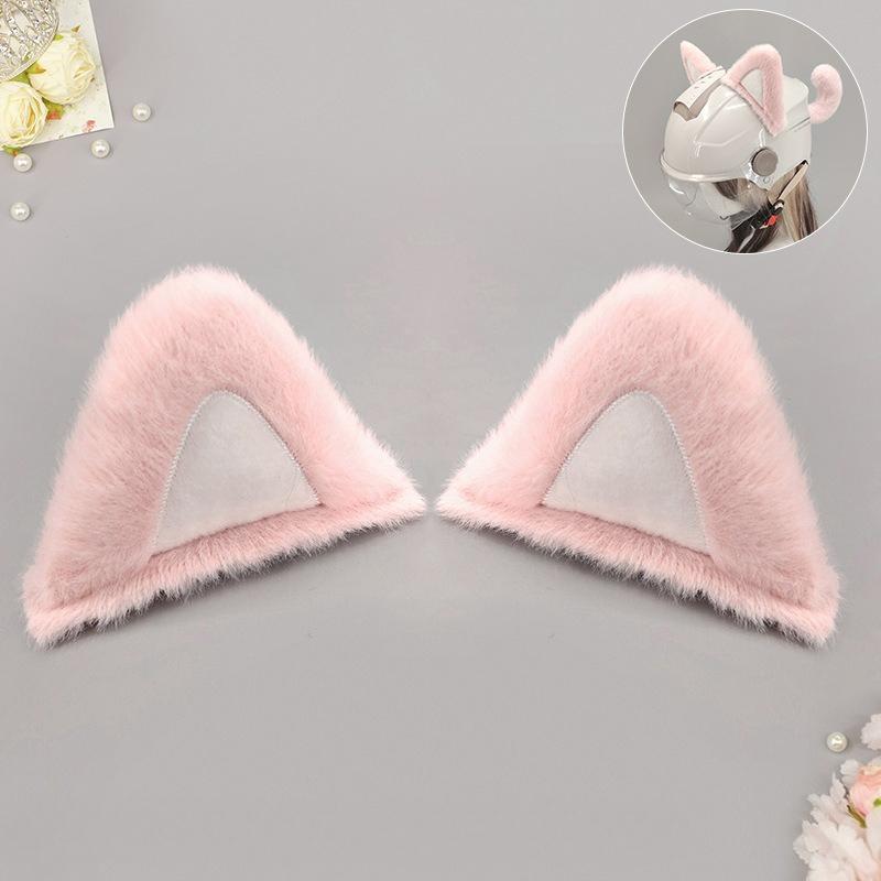 Motorcycle Helmet Cat Ear Plush Patch with Tail for Snowboard Ski Helmet