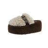 Lamb wool thick bottom height increase outer wear fluffy slippers women's outer wear 2025 new autumn and winter fashion fluffy cotton mop