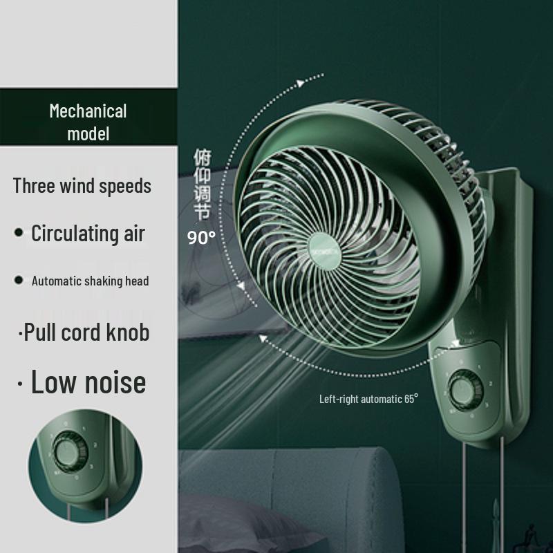 Wall-Mounted Punch-Free Air Circulator Fan for Kitchen & Bathroom