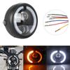 Retro LED Motorcycle Headlamp Built In Turn Signals Shockproof Metal Housing Headlight Universal for Motorbike