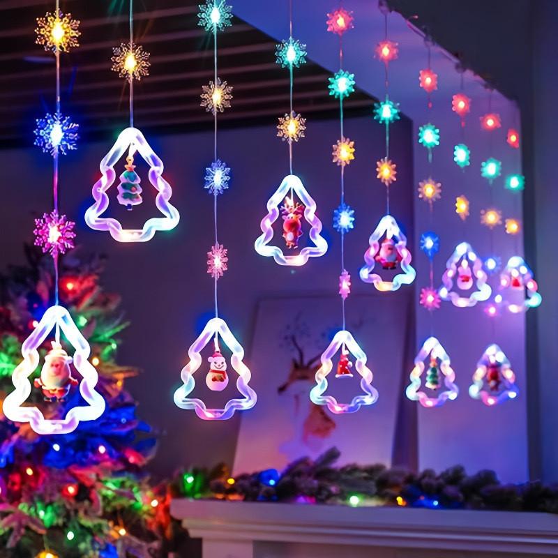 Christmas Curtain Lights Tree Star Ring Shape Led String Decor For Holiday Celebrations