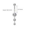 Right Grand ASTM F136 Titanium 14G Dangle CZ Gems Belly Button Ring Cubic Zirconia Drop Pendant Navel Nail Body Piercing Jewelry