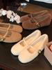 Ballet Style Inner Height Increase with Fluffy Mary Jane 2025 Autumn and Winter New Gentle Soft-soled Velvet Single Shoes