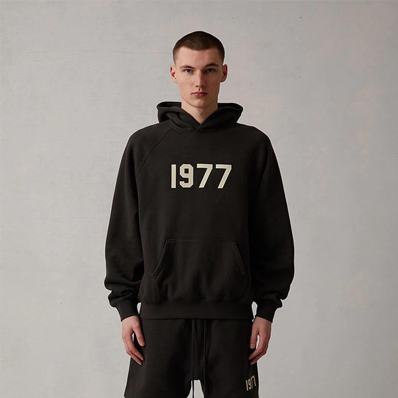 ESSENTIALS FOG 1977 Unisex Hoodie - Flocked Velvet, Loose Fit, Autumn/Winter Trend