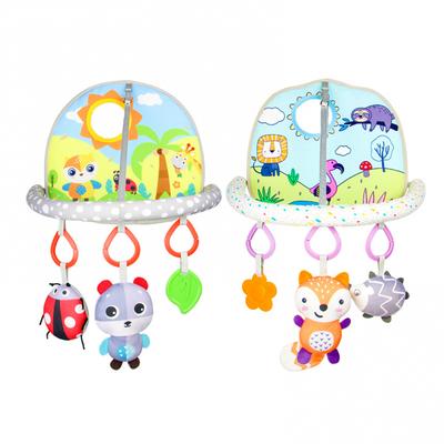 Car Seat Toy for Baby Adjustable Infants Gym Paly Mat Rear Car Seat Hanging Toys with Baby Mirror & Squeaky Soft Baby Sensory Toys Double Sided