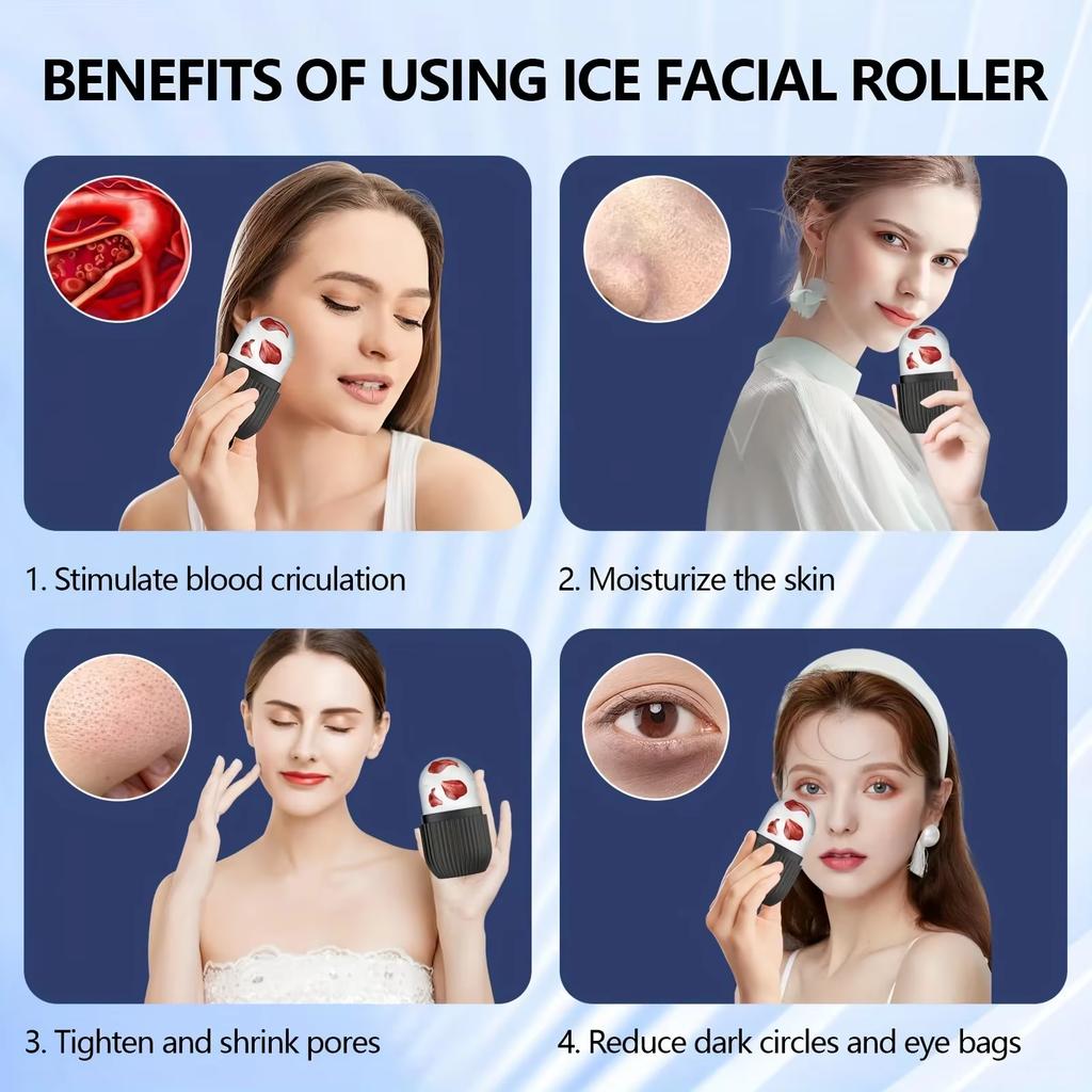 Silicone Ice Roller Massager For Face Eyes - Natural Skin Care Cooling and Eliminating Eye Bags Reusable and Soothing
