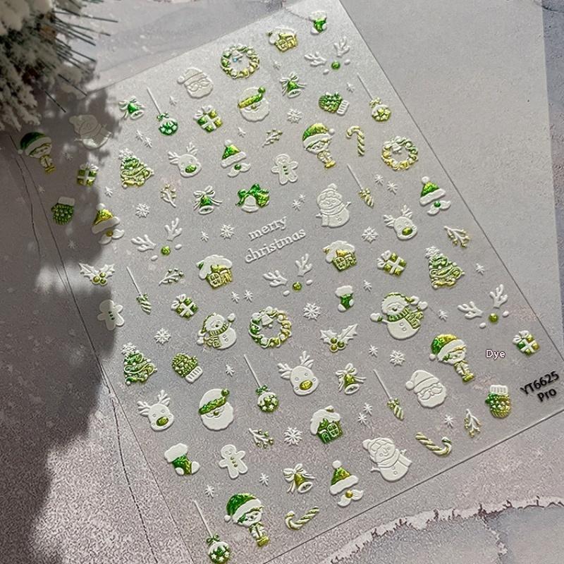 1Pcs Bronzing Christmas Snowflakes Nail Art Sticker Cute Cartoon Christmas Tree Santa Claus Manicure Decal Diy Nail Art Decor