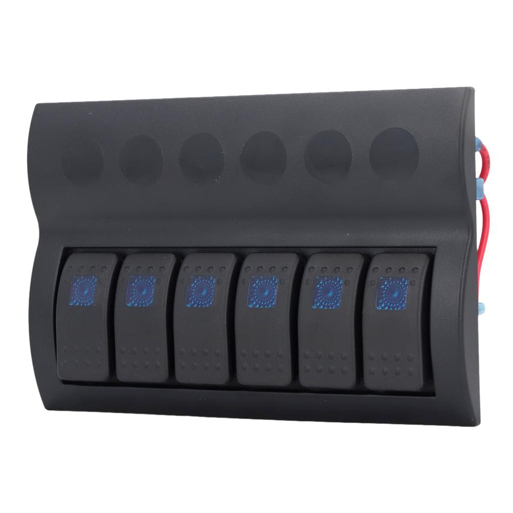 Electrical Switch Panel 6 Gang Pre Wired Blue LED Switch Control Panel with Overload Protector for B