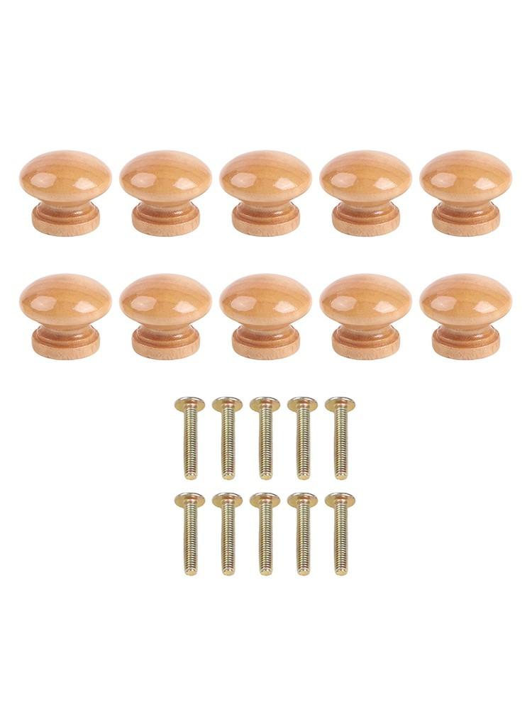 10 Wooden Mushroom Knobs for Drawers and Cabinets Rustic Style Round Handles