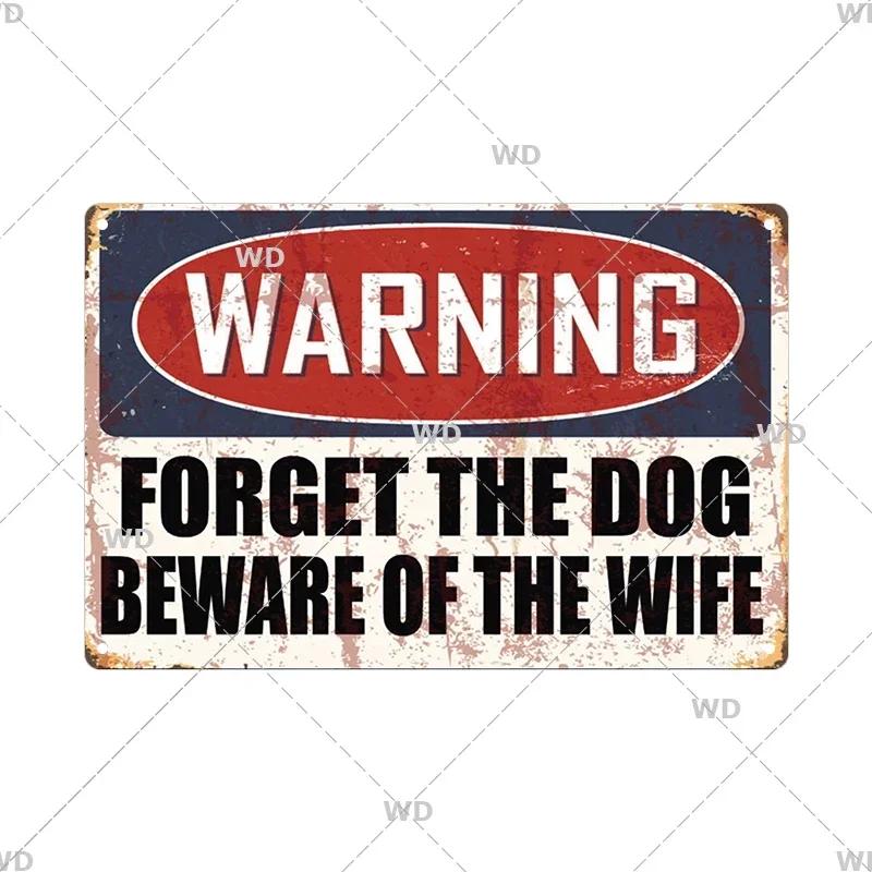 CautionCharm Vintage Metal Plaque - Warn Slogan Design - Great for Door, Factory & Home Wall Decor - Retro Caution Sign Poster