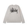 Mens Oversized Waffle Knit Long Sleeve Tee With Washed Print Soft Cotton Blend Winter Casual Wear
