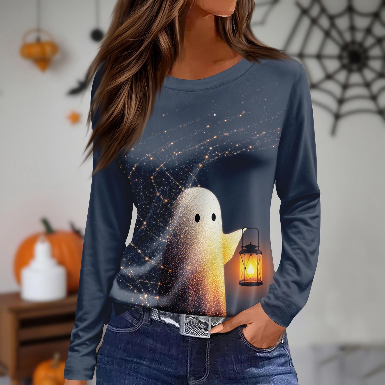 

Женский повседневный топ с длинным рукавом и принтом, с круглым вырезом XXXL