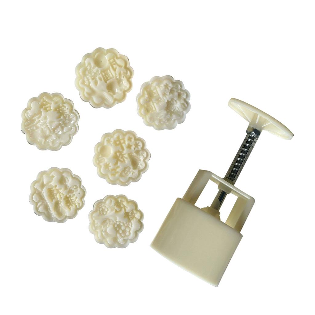 Hand Pressed Mooncakes Mold Bean Pastes Cake Press Mould Flower Shape Round Pastries Maker Kitchen Baking Supplies