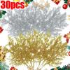 30/5Pcs Christmas Glitter Gold Leaves Xmas Tree Decoration Pendant Artificial Plants Pine Branches Christmas Home Decoration