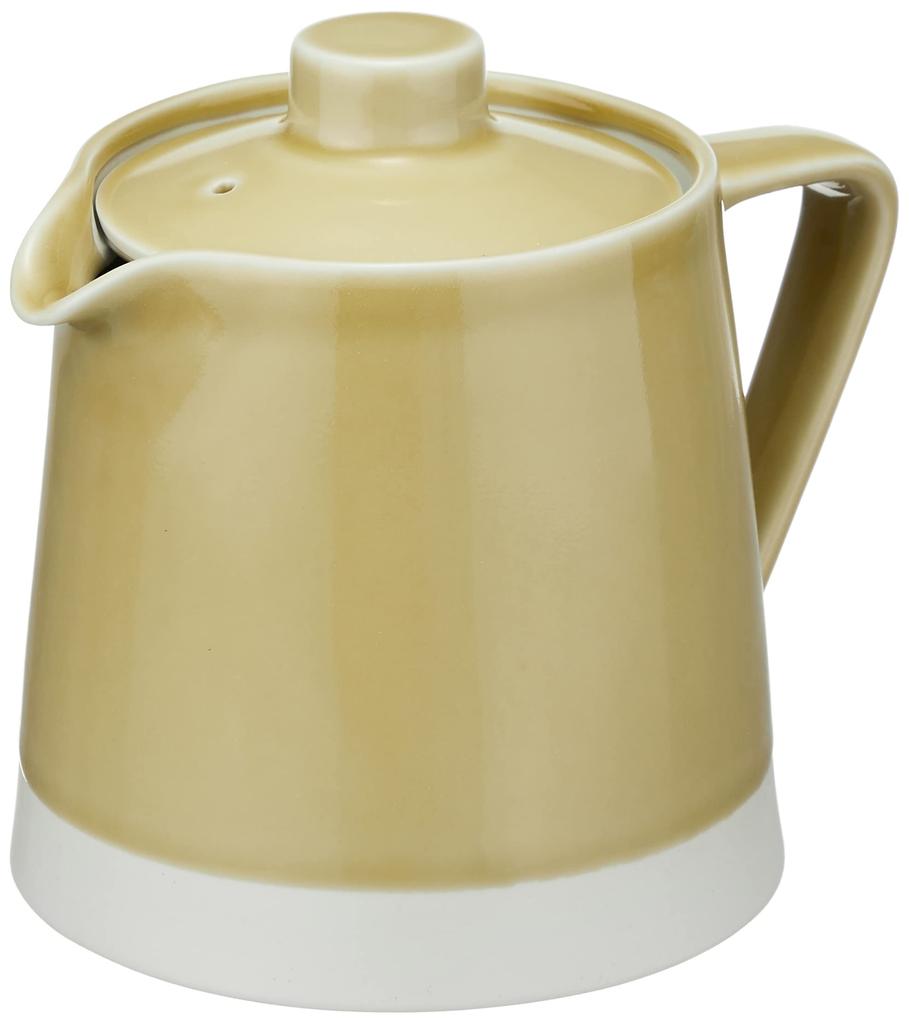 Hasami ware [essence] Teapot and Stainless Steel Strainer Set, 500ml, Yellow, Solid Porcelain Glaze, Stylish Teapot, Made in Japan, Porcelain,
