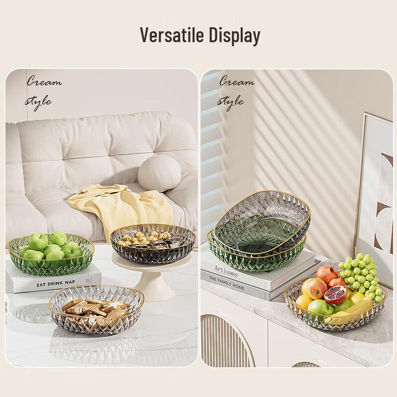 Square Gold Rim Diamond White Fruit & Snack Plate