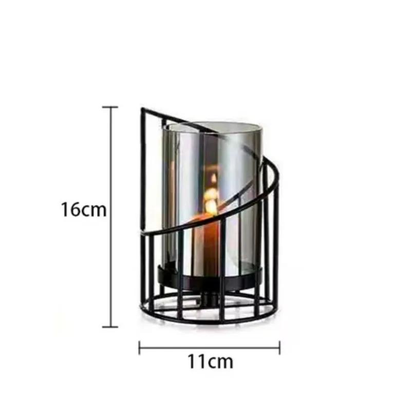 Golden/Black Metal Glass Candle Holder Nordic Romantic Candlestick Wedding Birthday Dinner Table Centerpieces Decoration