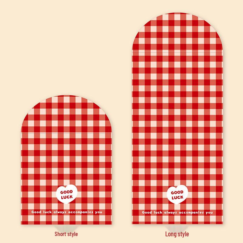 

Red Envelope Lai See Packet: Foldable, Modern Plaid Design, for Personalized New Year Gifts Short (20 pcs)