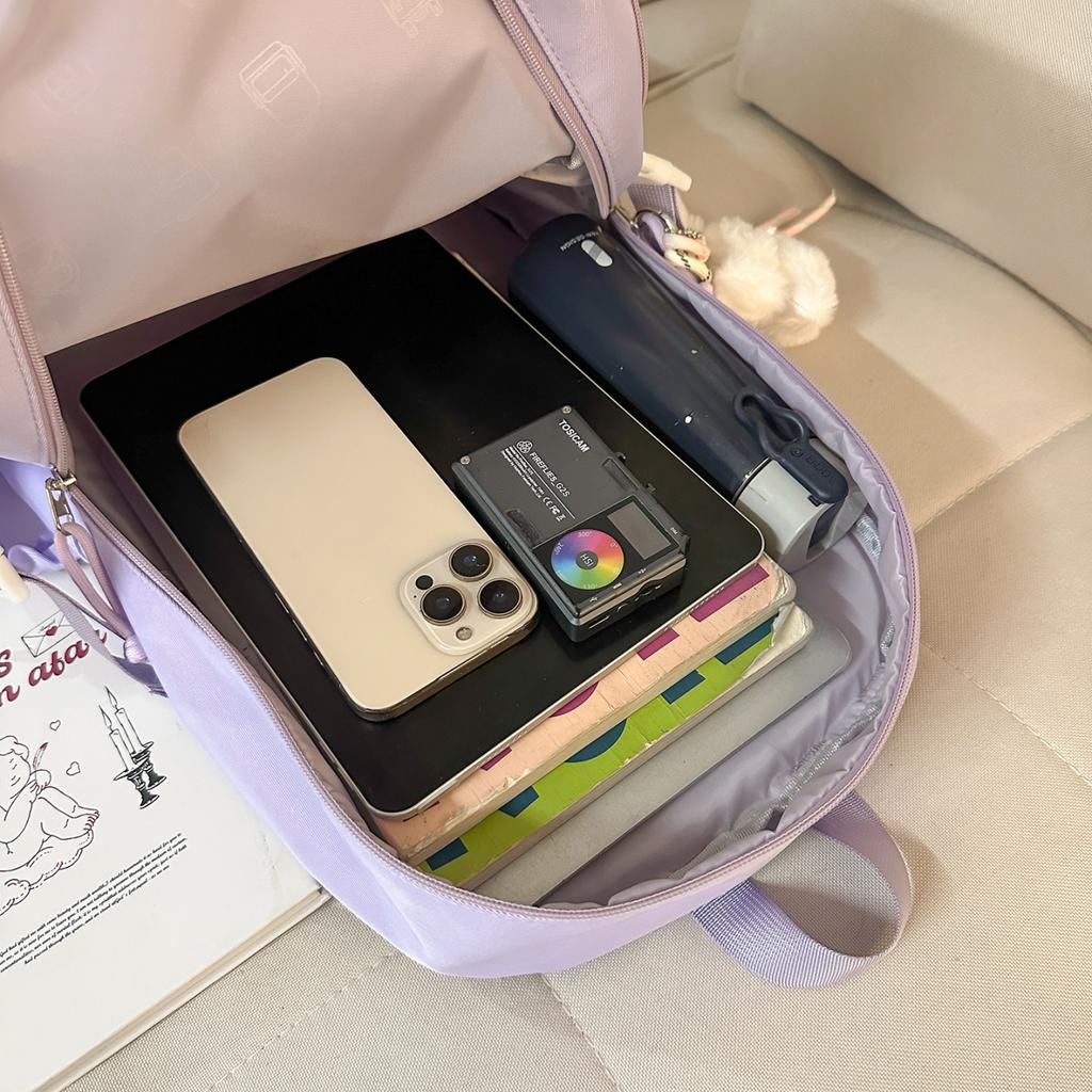 Schoolbag Korean version of large-capacity middle and high school student schoolbag girl backpack daily commute versatile contrasting color backpack