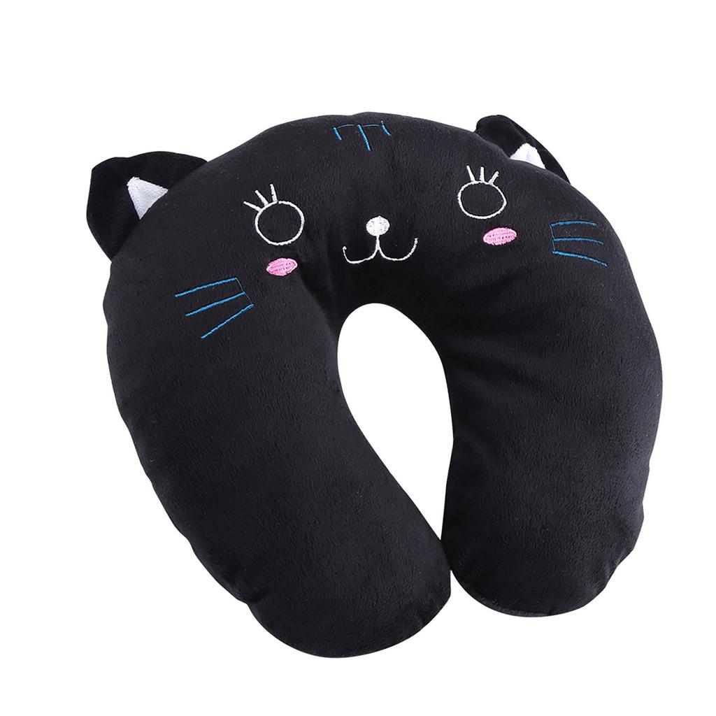 Animal Travel Neck PP Cotton Pillow Soft U Shaped Car Head Rest Toy Cushion Black Cat