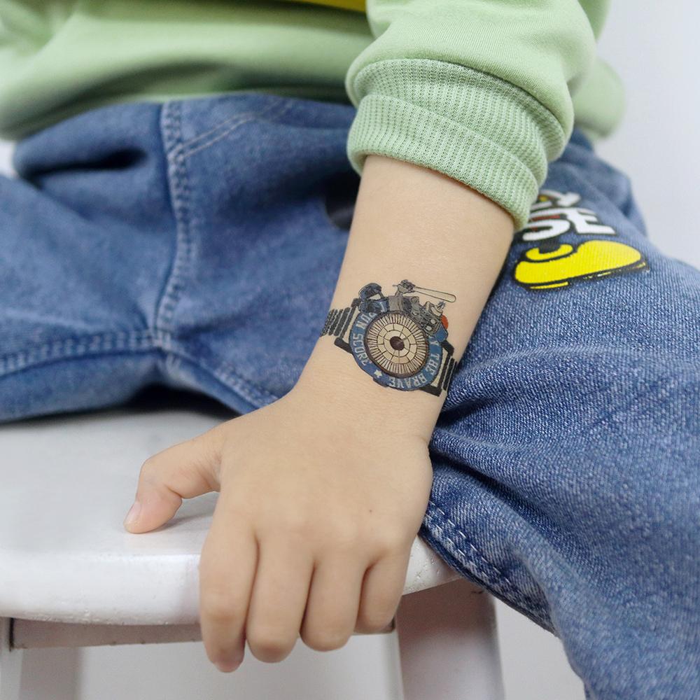 1 Sheets Waterproof But Easy Remove Water Transfer Sticker Kids Luminous Fake Tattoos Watch