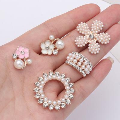 Nähen Blume-förmige Hut-Accessoires Perle Knopf Kopfschmuck Clip Perle Haarnadeln Strassknöpfe