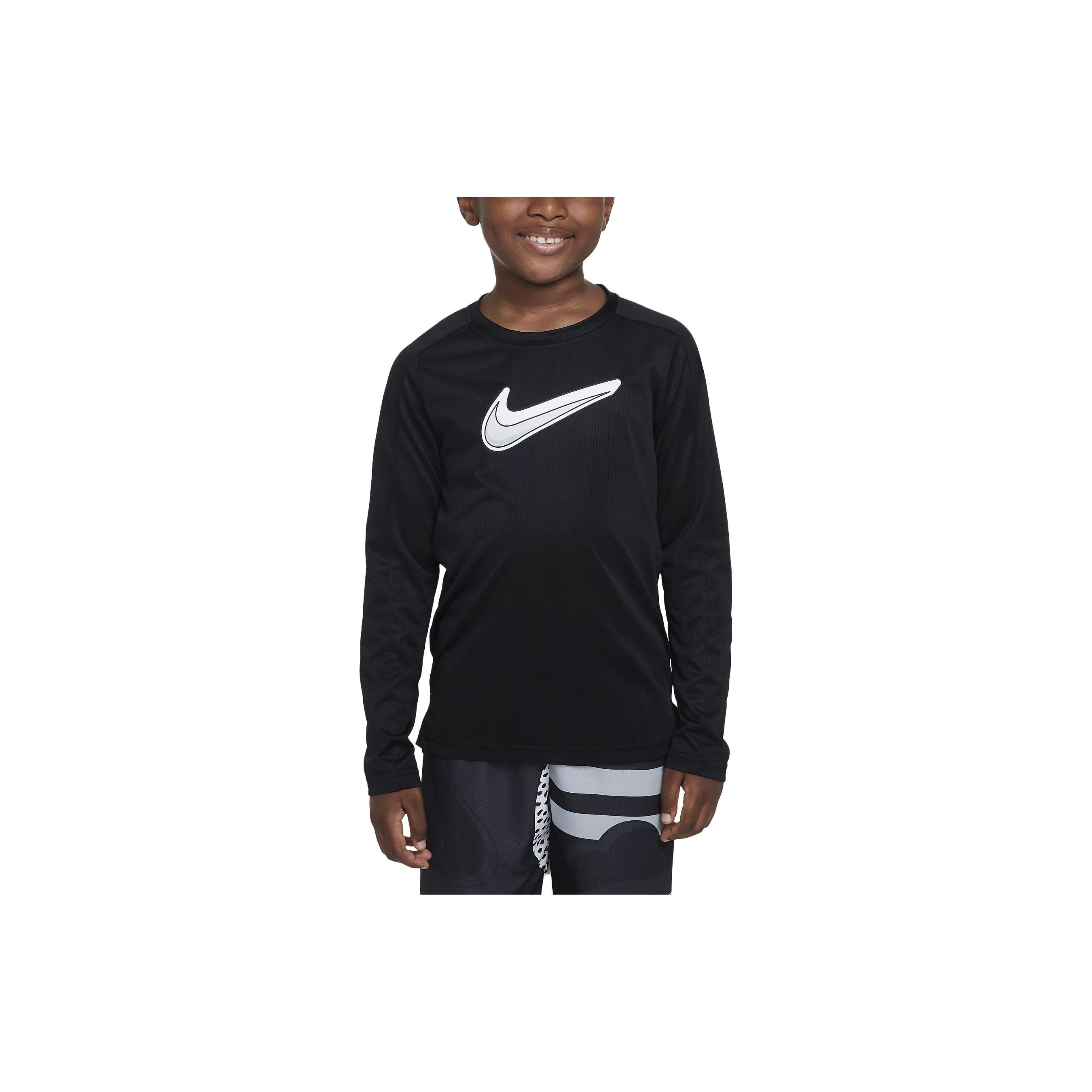 Nike Logo Print Crewneck Sweatshirt Kids tops Black DV3241-010 M