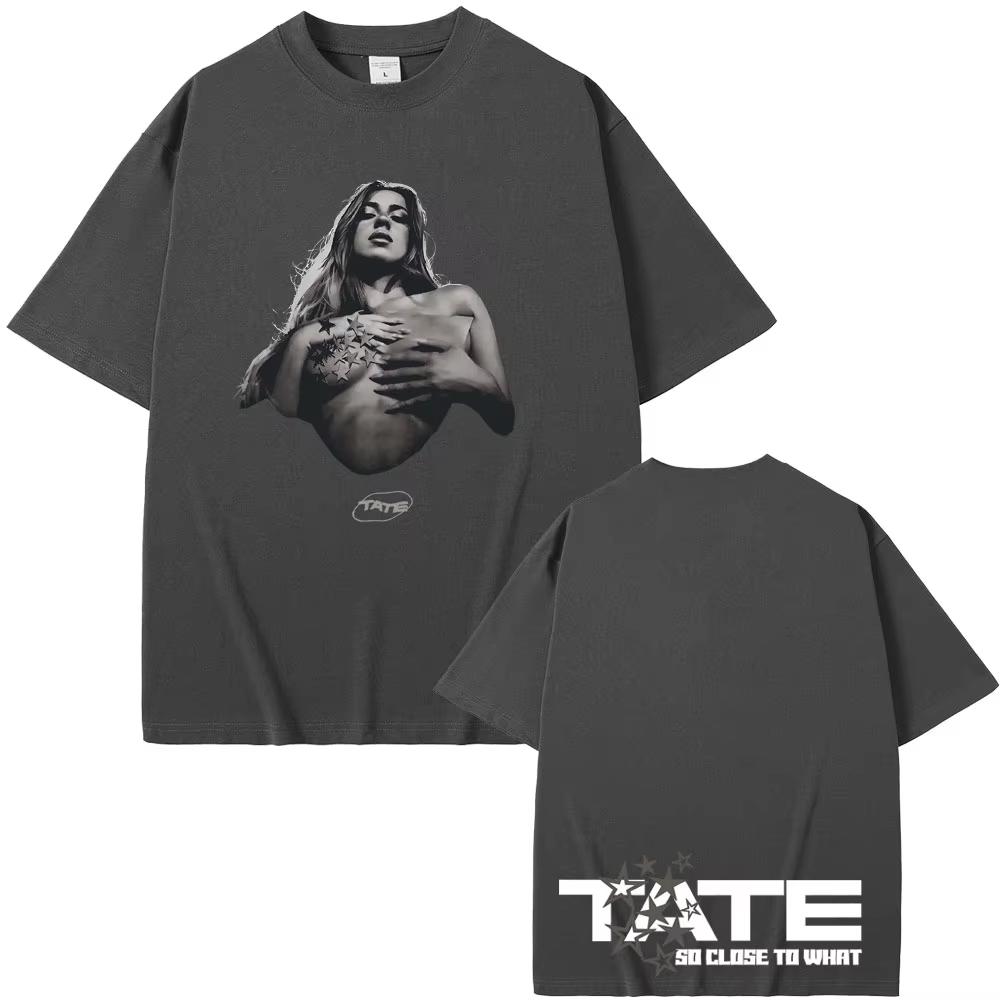Tate McRae So Close To What Miss Possessive 2025 T-shirts Men Women Fashion Vintage Oversized Short Sleeve Cotton Male T Shirts