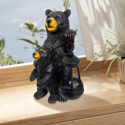 Garten Mutter Bär Statue Solarlicht Hofdeko, Outdoor Figur Laterne für Veranda Hinterhof