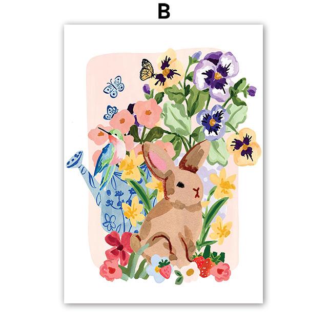 Boho Abstract Vase Flowers Coffee Illustration Wall Art Canvas Painting Animal Poster And Prints Pictures For Living Room Decor