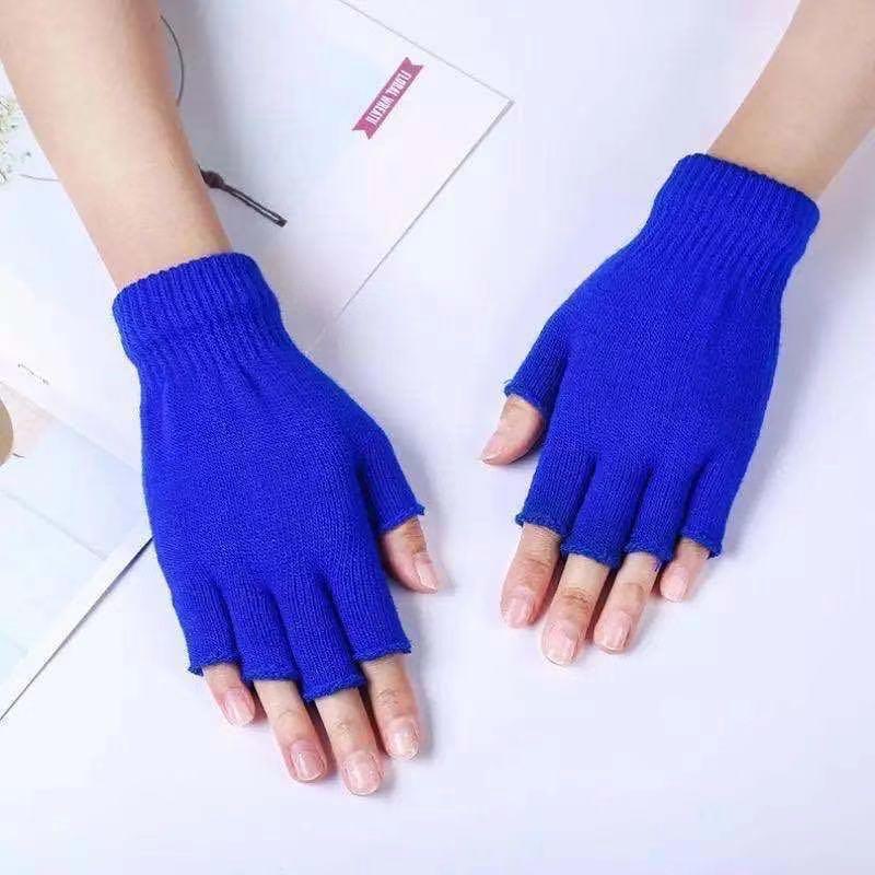 Unisex Cienkie Dzianinowe Rękawiczki Półpalczaste do Zimowej Jazdy na Rowerze, Pisania i Pracy