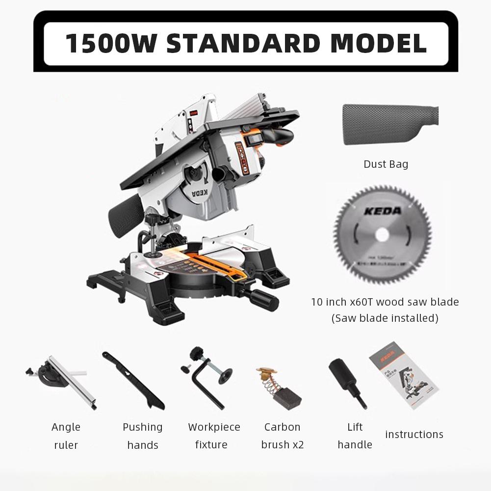 1500W 220V Electric Compound Saw 10 Inch Miter Saw 45 Degree High Power Woodworking Cutting Machine Aluminum Saw Machine