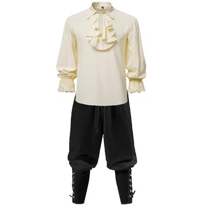 Men's 2pc Sets Medieval Clothing Party Style Dress Up Costume Male Shirts and Pirate Pants Halloween Suits for Men