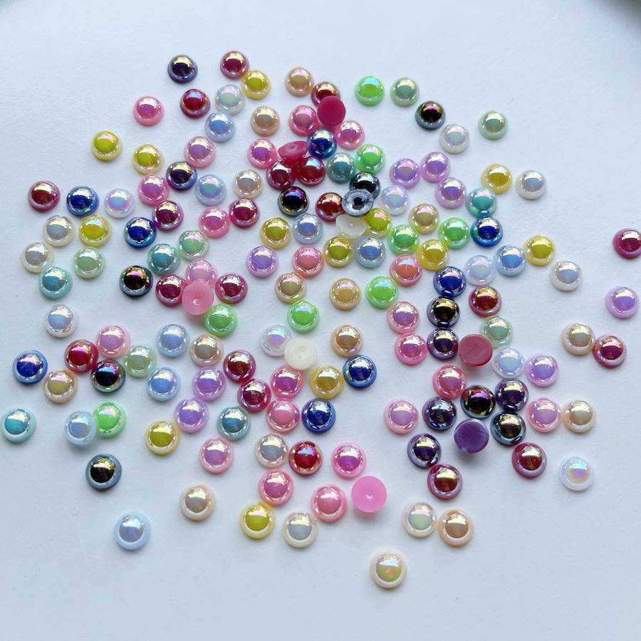 AB Color Abs 6mm Semi-round Beads Diy Jewelry Button Dress Decorative Beads Handmade Accessories 200 Pieces/batch